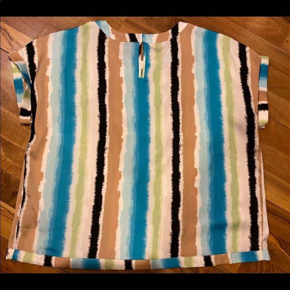 Worthington Multi Color Vertical Stripe Short Sle… - image 2